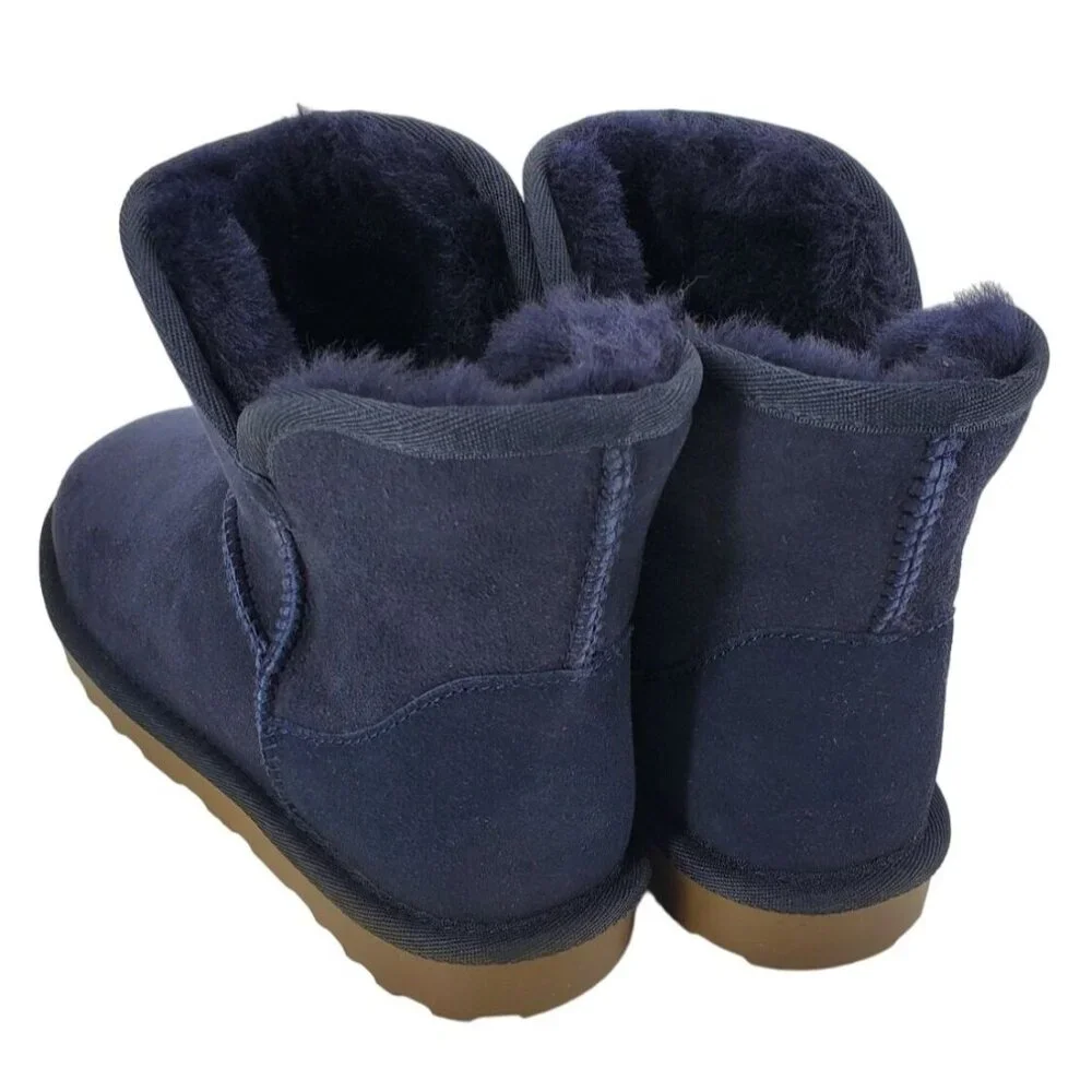 Kirkland 7 Real Fur Boots Shearling Sheepskin Suede Scalloped Fold over Shoes